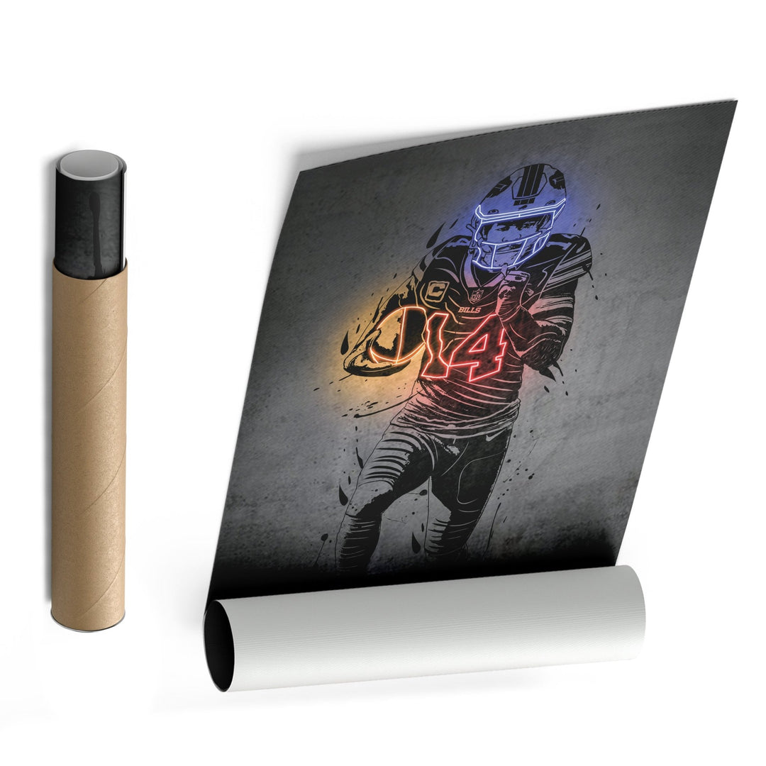 Stefon Diggs Neon Canvas Art | Modern Wall Decor for Bills Fans - CanvasNeon