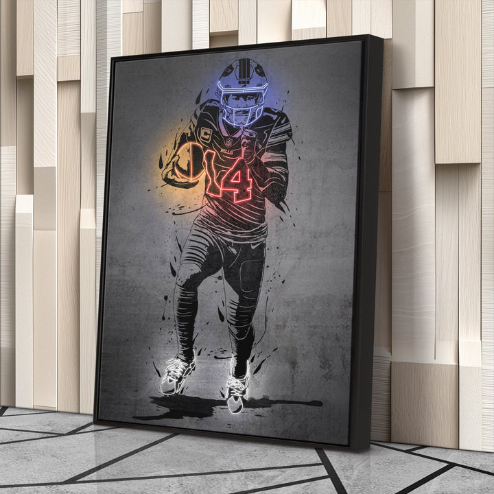 Stefon Diggs Neon Canvas Art | Modern Wall Decor for Bills Fans - CanvasNeon