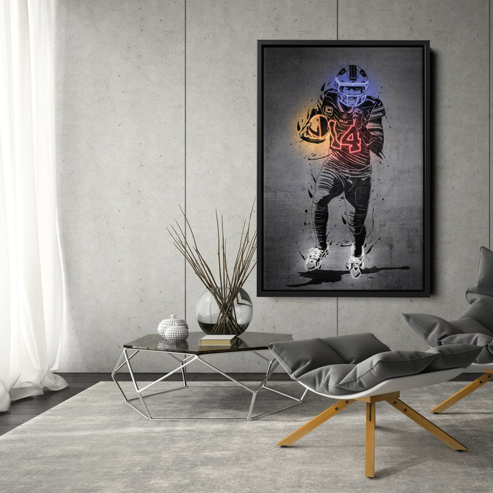 Stefon Diggs Neon Canvas Art | Modern Wall Decor for Bills Fans - CanvasNeon
