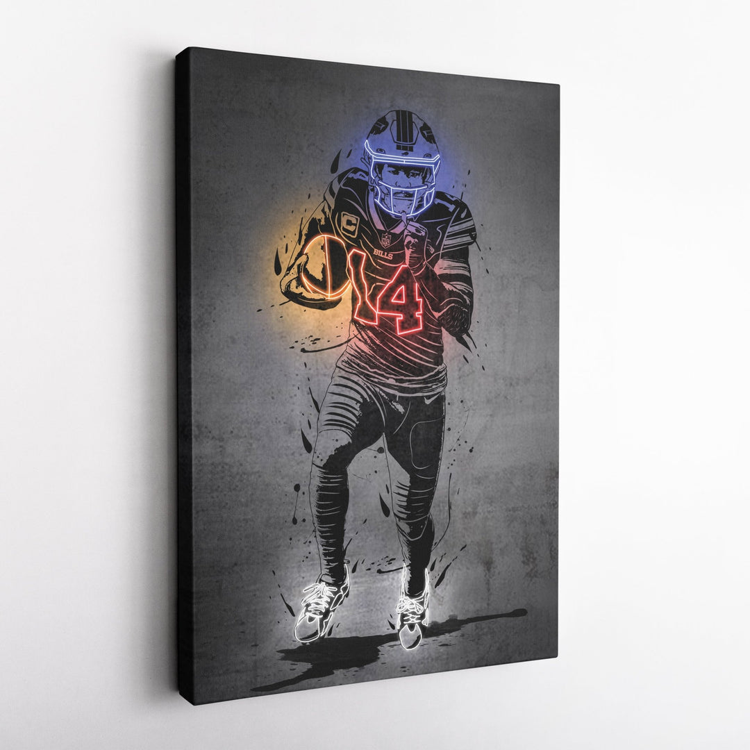 Stefon Diggs Neon Canvas Art | Modern Wall Decor for Bills Fans - CanvasNeon