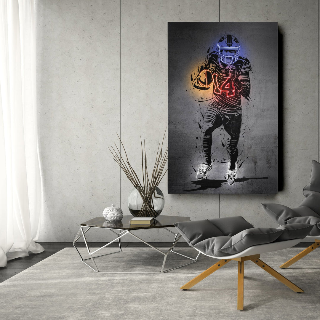 Stefon Diggs Neon Canvas Art | Modern Wall Decor for Bills Fans - CanvasNeon