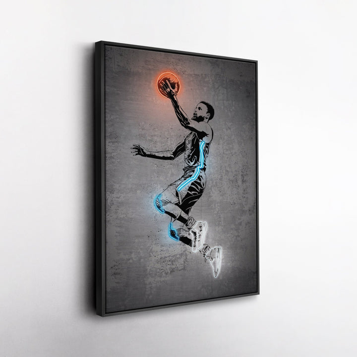 Stephen Curry Neon Canvas Art | Modern Wall Decor for Warriors Fans - CanvasNeon