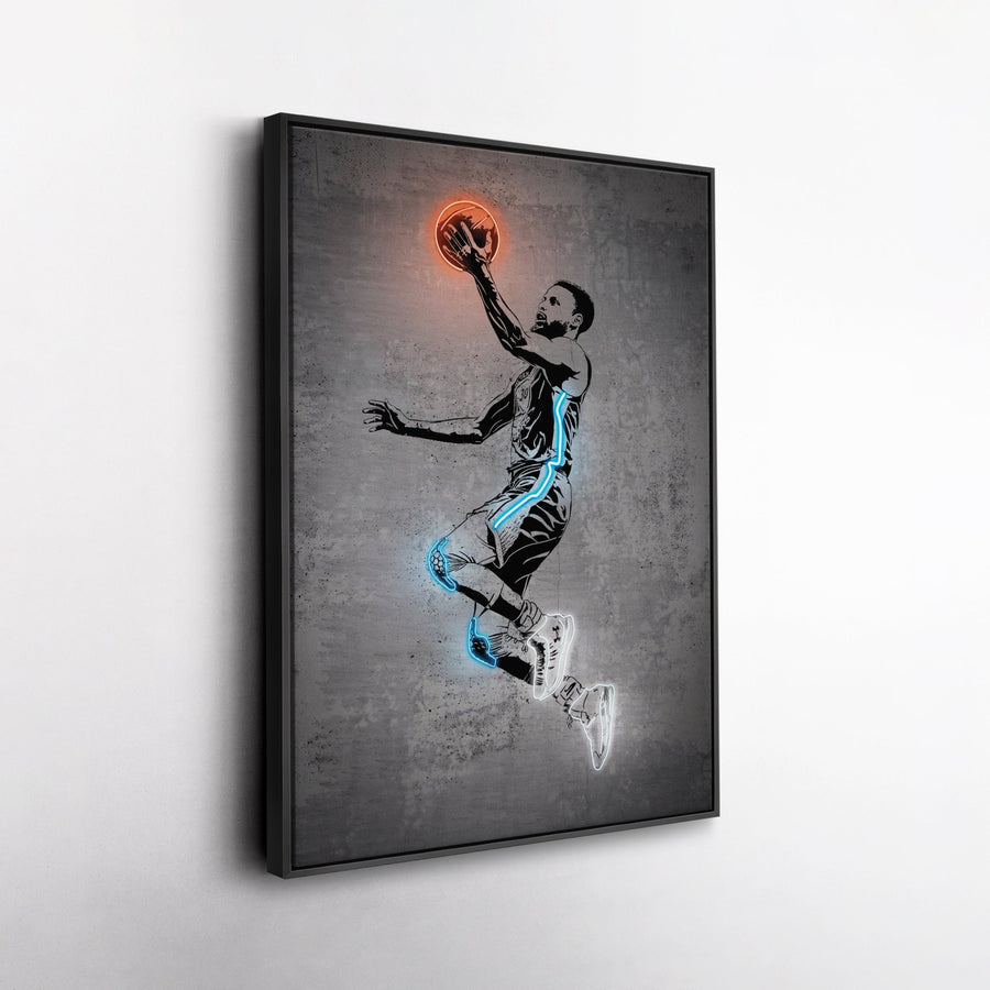 Stephen Curry Neon Canvas Art | Modern Wall Decor for Warriors Fans - CanvasNeon