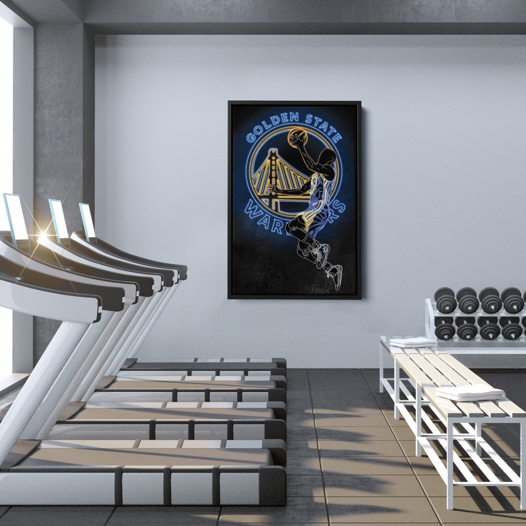 Stephen Curry Neon Canvas Art | Warriors Wall Decor - CanvasNeon
