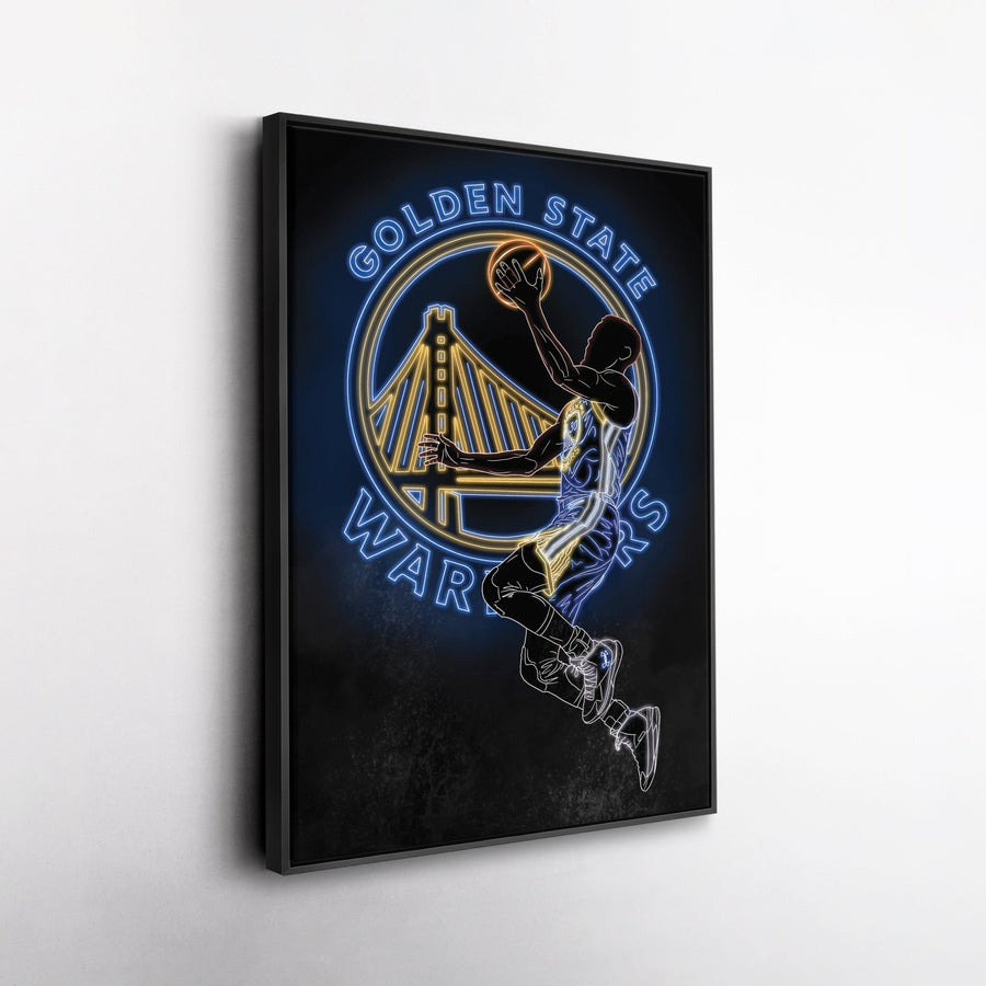 Stephen Curry Neon Canvas Art | Warriors Wall Decor - CanvasNeon