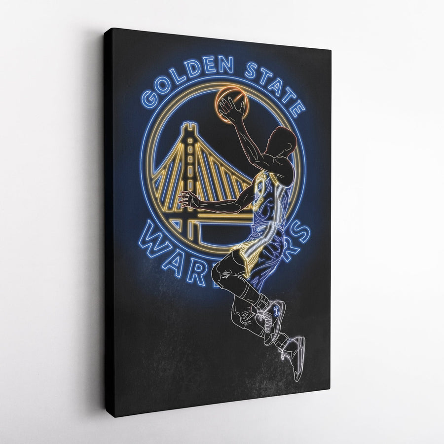 Stephen Curry Neon Canvas Art | Warriors Wall Decor - CanvasNeon