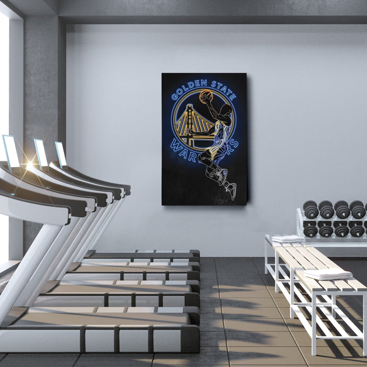 Stephen Curry Neon Canvas Art | Warriors Wall Decor - CanvasNeon