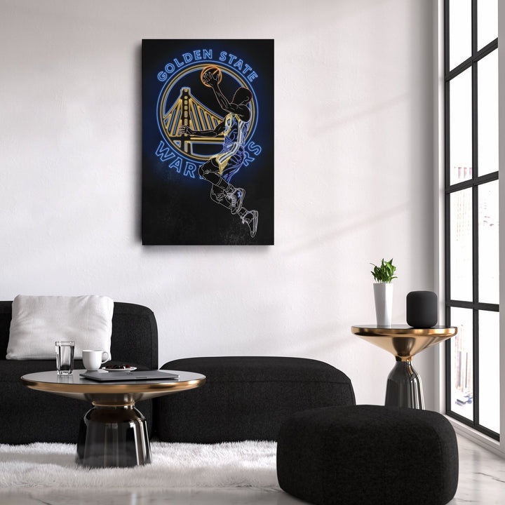 Stephen Curry Neon Canvas Art | Warriors Wall Decor - CanvasNeon