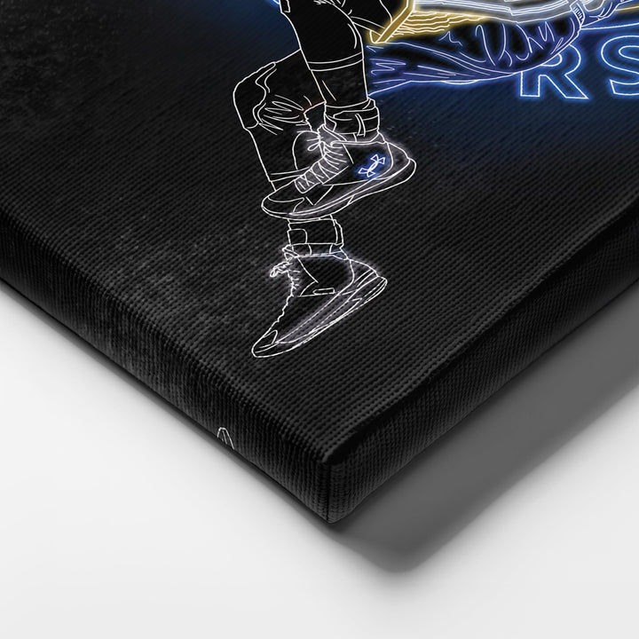 Stephen Curry Neon Canvas Art | Warriors Wall Decor - CanvasNeon