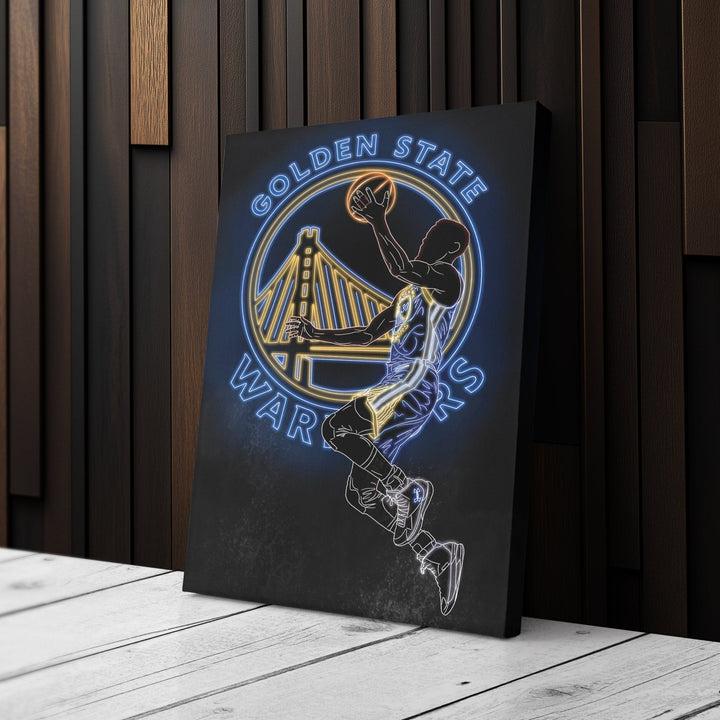 Stephen Curry Neon Canvas Art | Warriors Wall Decor - CanvasNeon