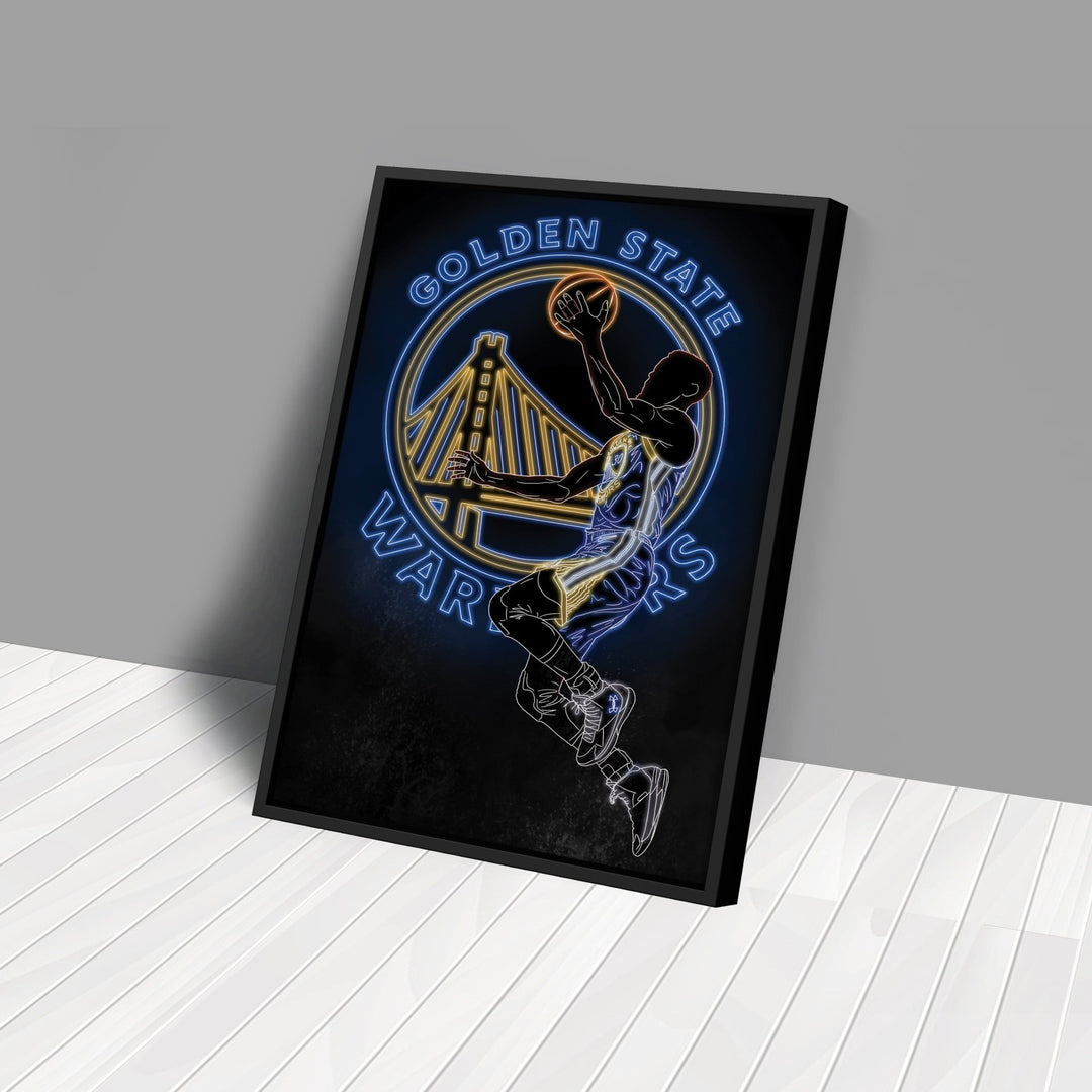 Stephen Curry Neon Canvas Art | Warriors Wall Decor - CanvasNeon