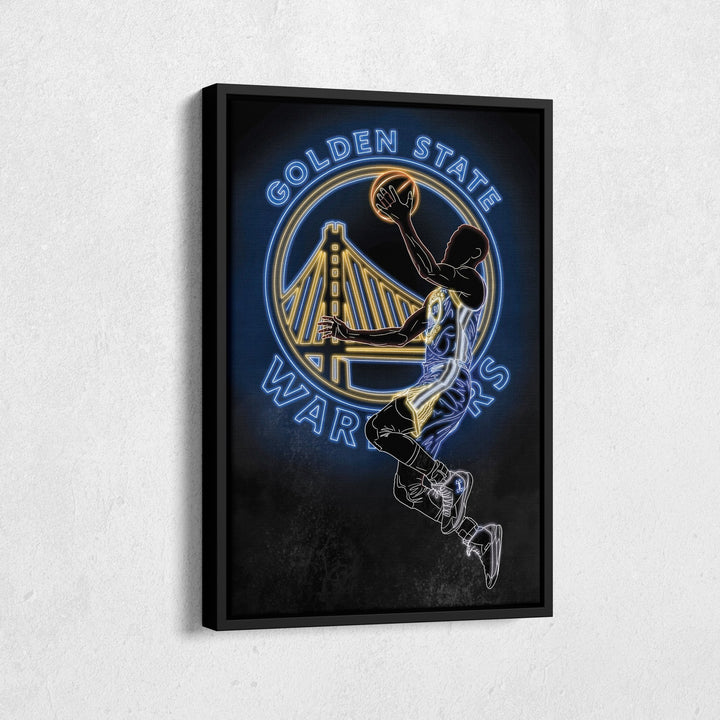 Stephen Curry Neon Canvas Art | Warriors Wall Decor - CanvasNeon