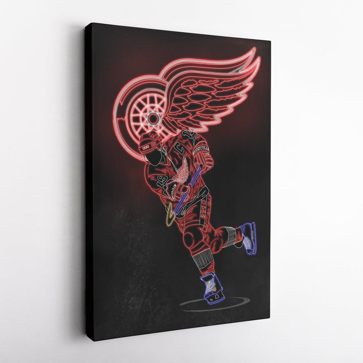 Steve Yzerman Neon Canvas Art | Red Wings Wall Decor - CanvasNeon