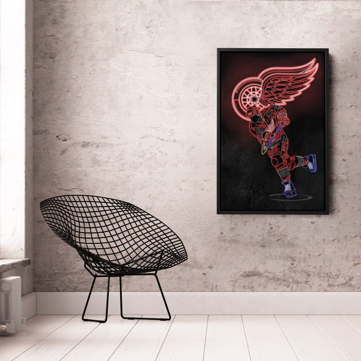 Steve Yzerman Neon Canvas Art | Red Wings Wall Decor - CanvasNeon