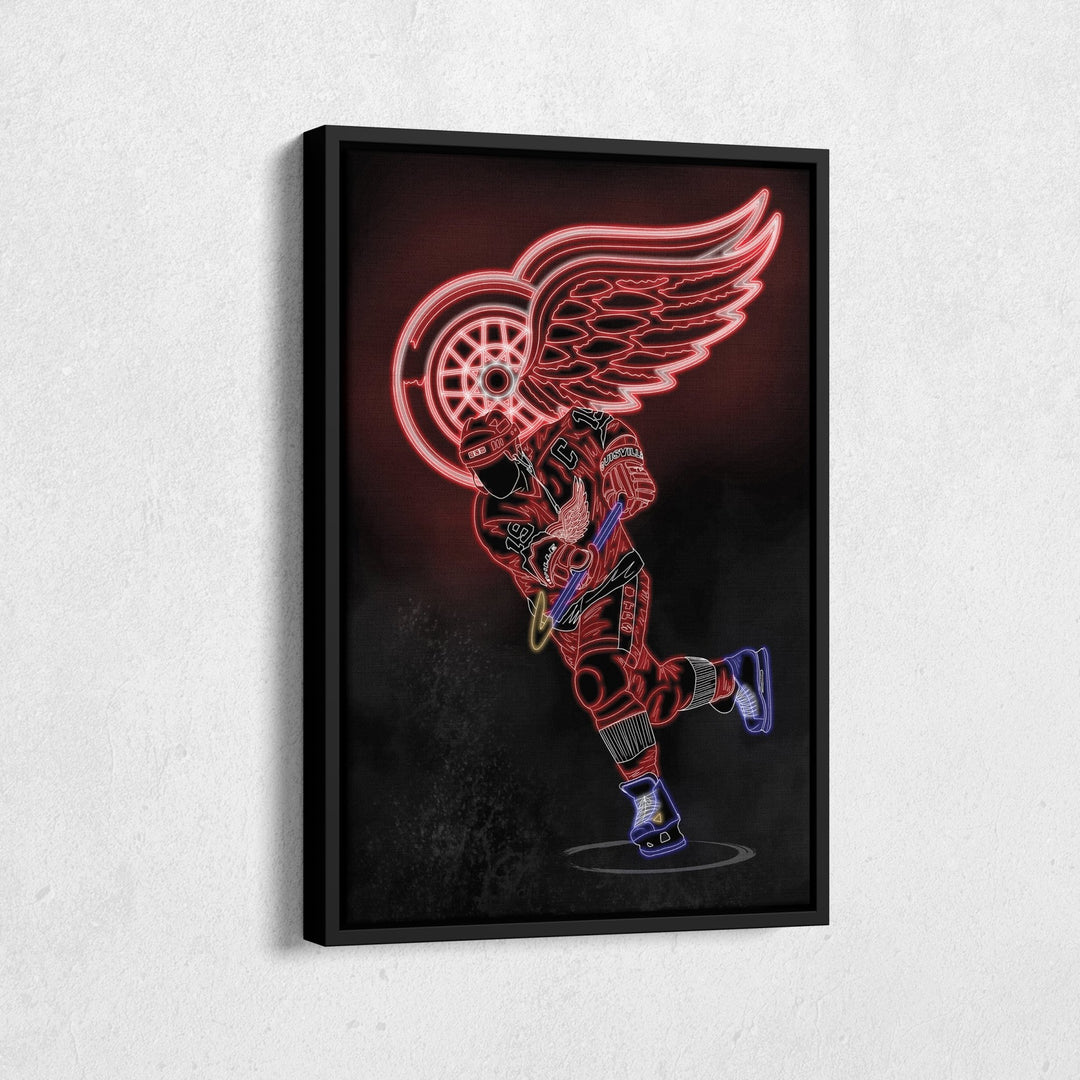 Steve Yzerman Neon Canvas Art | Red Wings Wall Decor - CanvasNeon