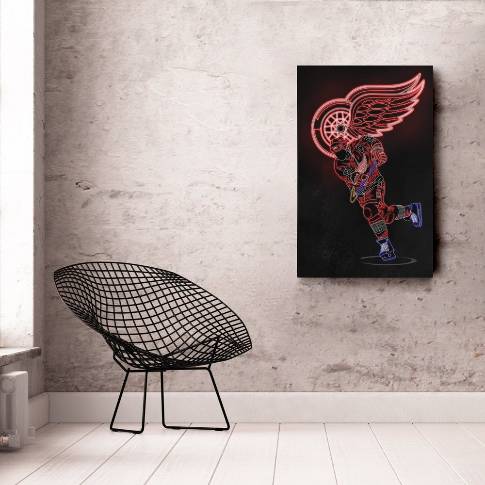 Steve Yzerman Neon Canvas Art | Red Wings Wall Decor - CanvasNeon