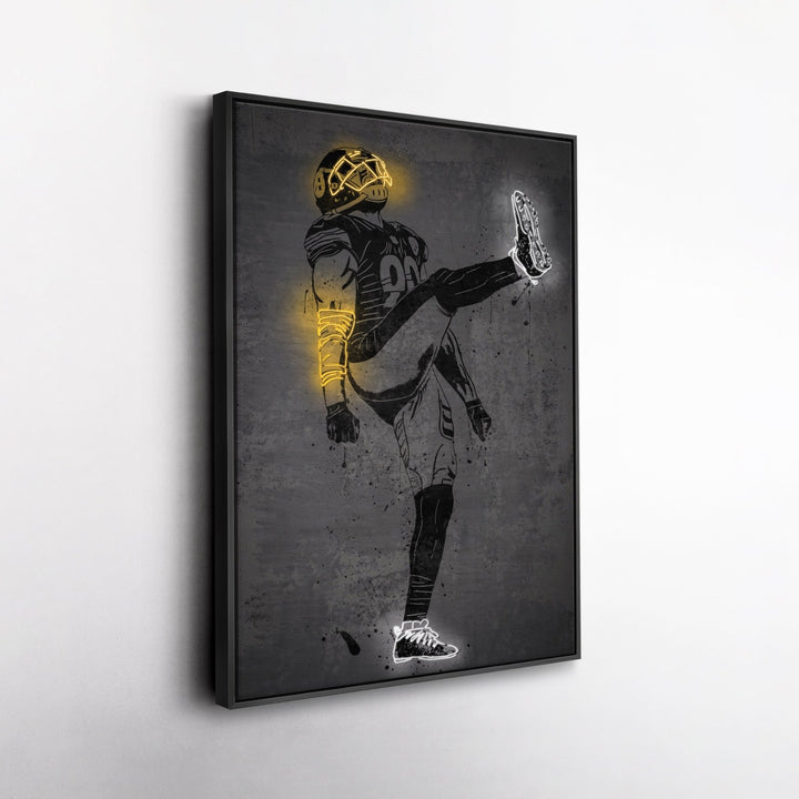 T. J. Watt Neon Canvas Art | Modern Wall Decor for Steelers Fans - CanvasNeon