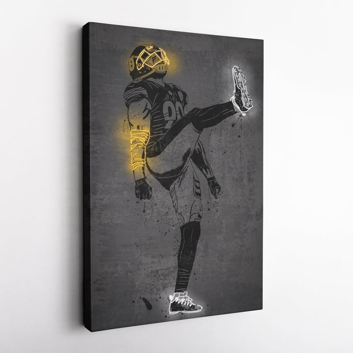 T. J. Watt Neon Canvas Art | Modern Wall Decor for Steelers Fans - CanvasNeon