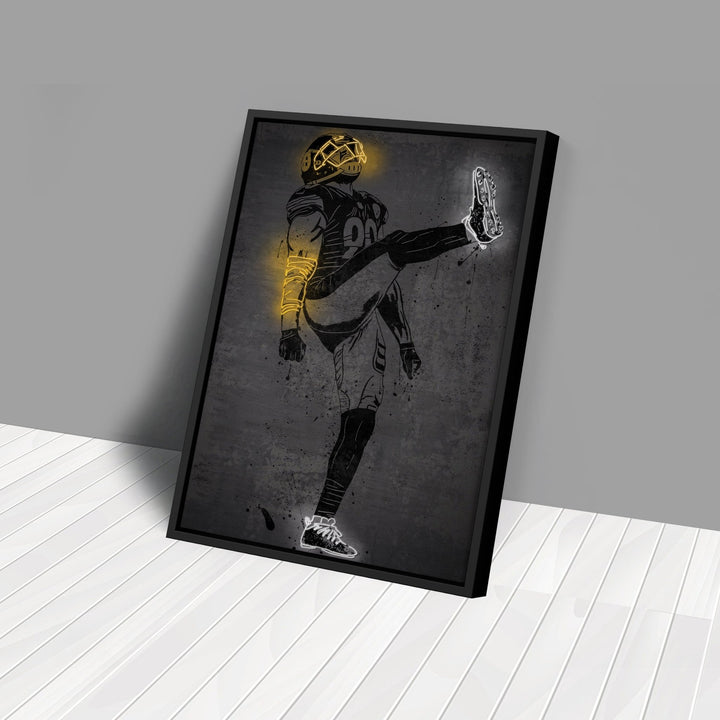 T. J. Watt Neon Canvas Art | Modern Wall Decor for Steelers Fans - CanvasNeon