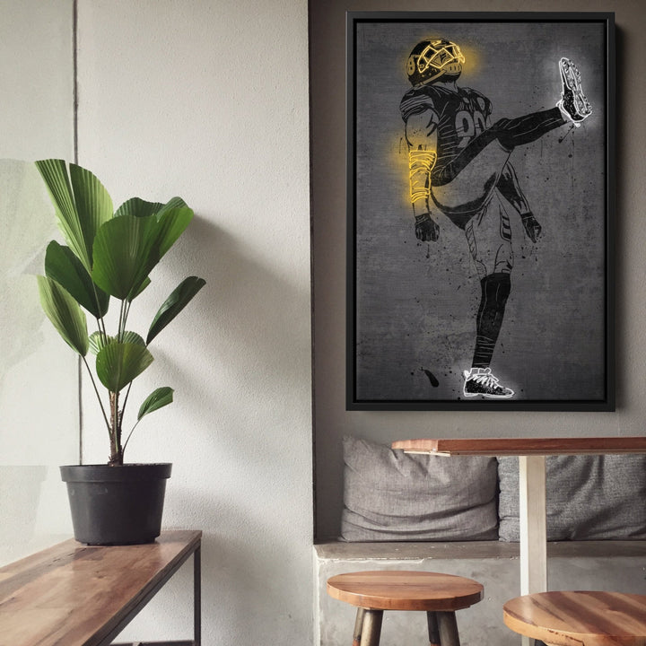 T. J. Watt Neon Canvas Art | Modern Wall Decor for Steelers Fans - CanvasNeon