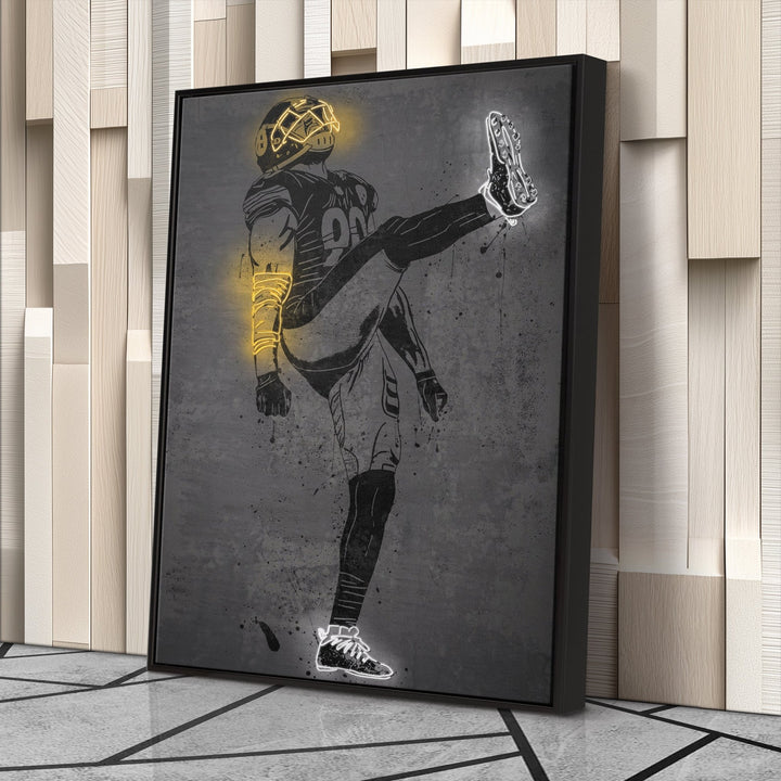 T. J. Watt Neon Canvas Art | Modern Wall Decor for Steelers Fans - CanvasNeon