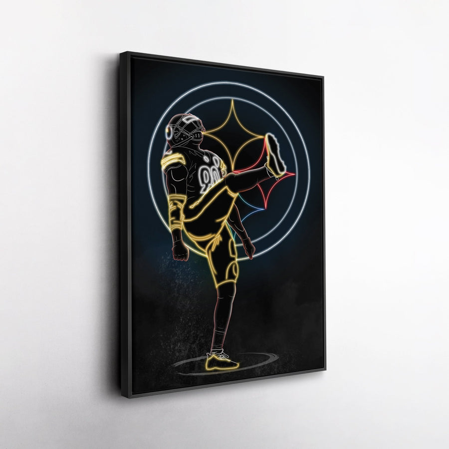 T. J. Watt Neon Canvas Art | Steelers Wall Decor - CanvasNeon