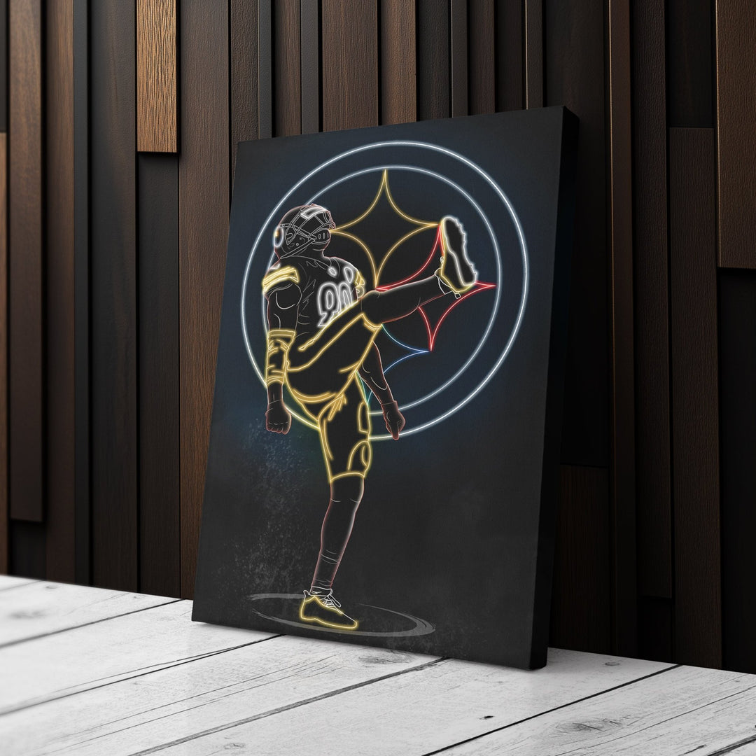 T. J. Watt Neon Canvas Art | Steelers Wall Decor - CanvasNeon