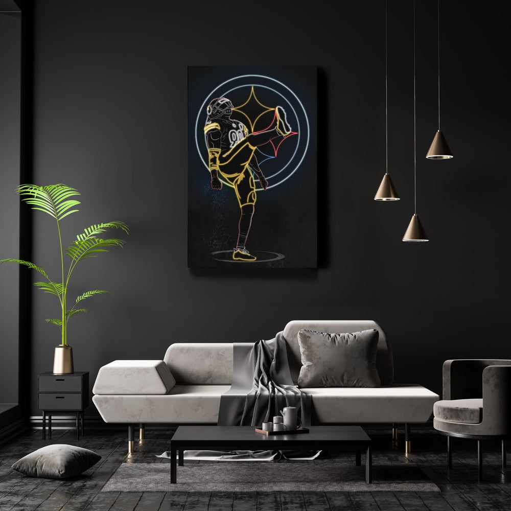 T. J. Watt Neon Canvas Art | Steelers Wall Decor - CanvasNeon