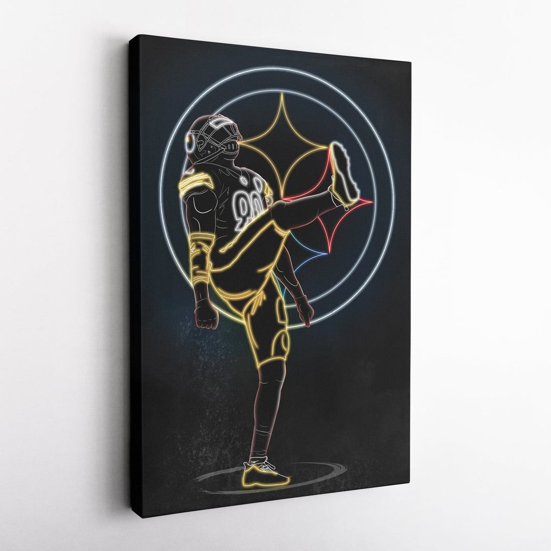 T. J. Watt Neon Canvas Art | Steelers Wall Decor - CanvasNeon