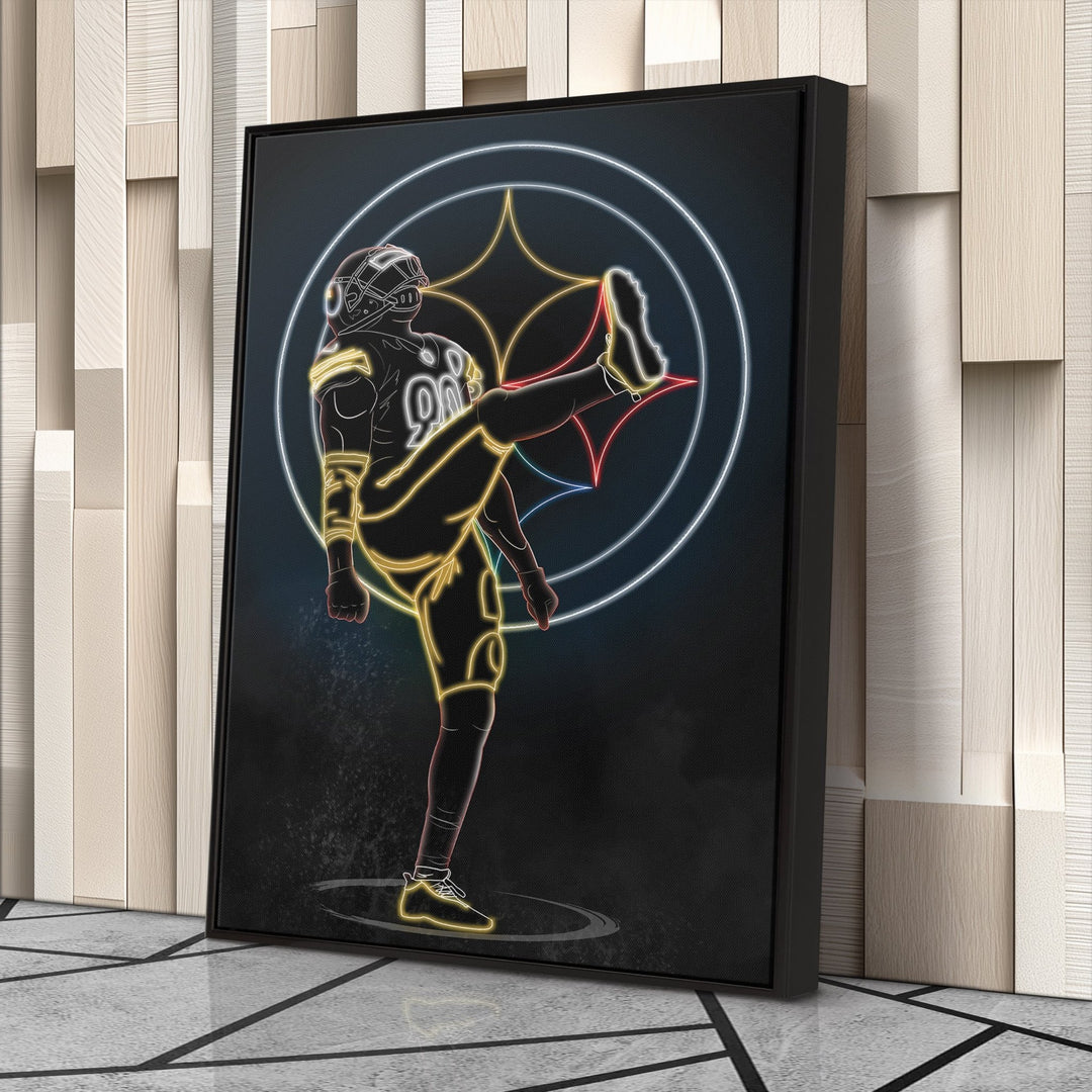 T. J. Watt Neon Canvas Art | Steelers Wall Decor - CanvasNeon
