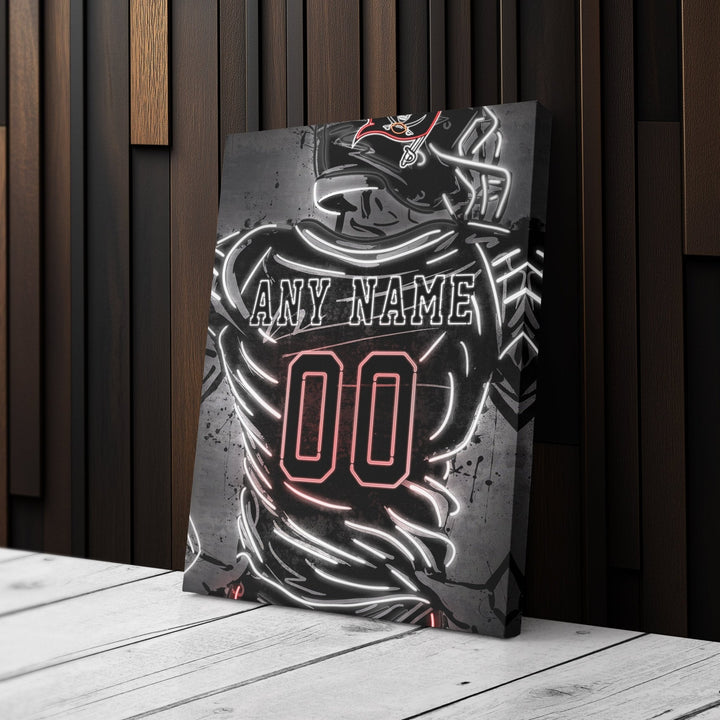 Tampa Bay Buccaneers Custom Jersey Canvas | Neon Wall Art - CanvasNeon