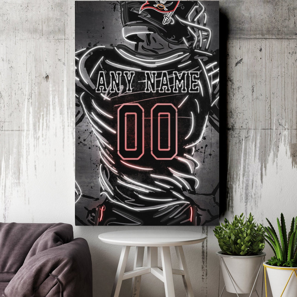 Tampa Bay Buccaneers Custom Jersey Canvas | Neon Wall Art - CanvasNeon