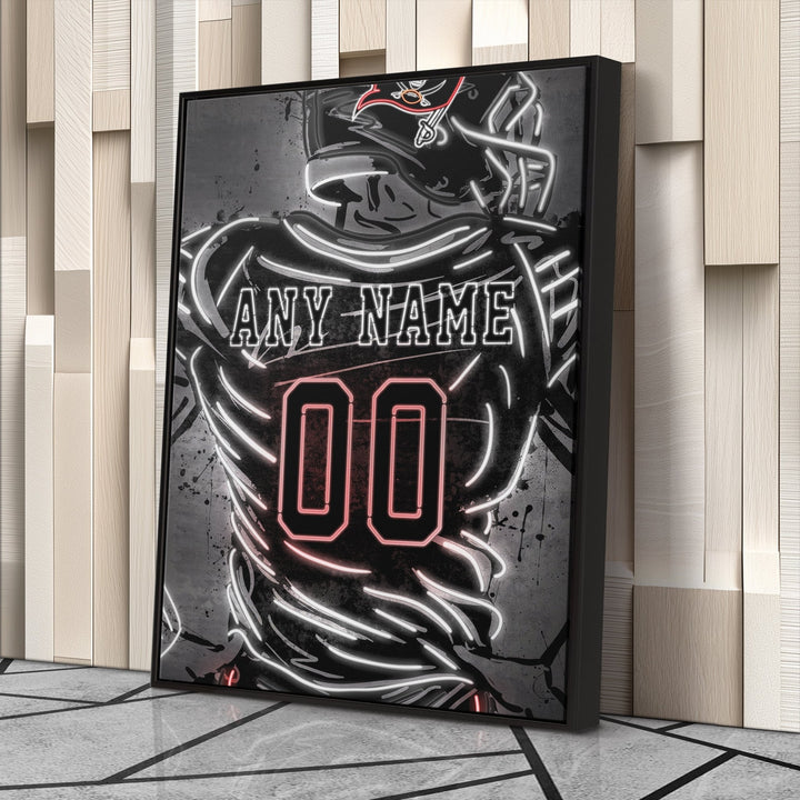 Tampa Bay Buccaneers Custom Jersey Canvas | Neon Wall Art - CanvasNeon
