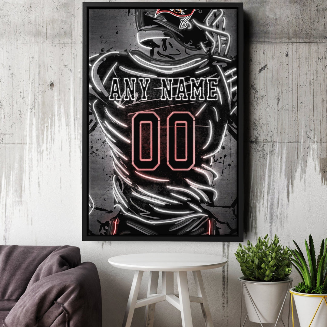 Tampa Bay Buccaneers Custom Jersey Canvas | Neon Wall Art - CanvasNeon