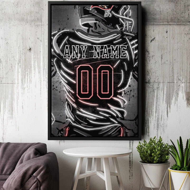 Tampa Bay Buccaneers Custom Jersey Canvas | Neon Wall Art - CanvasNeon