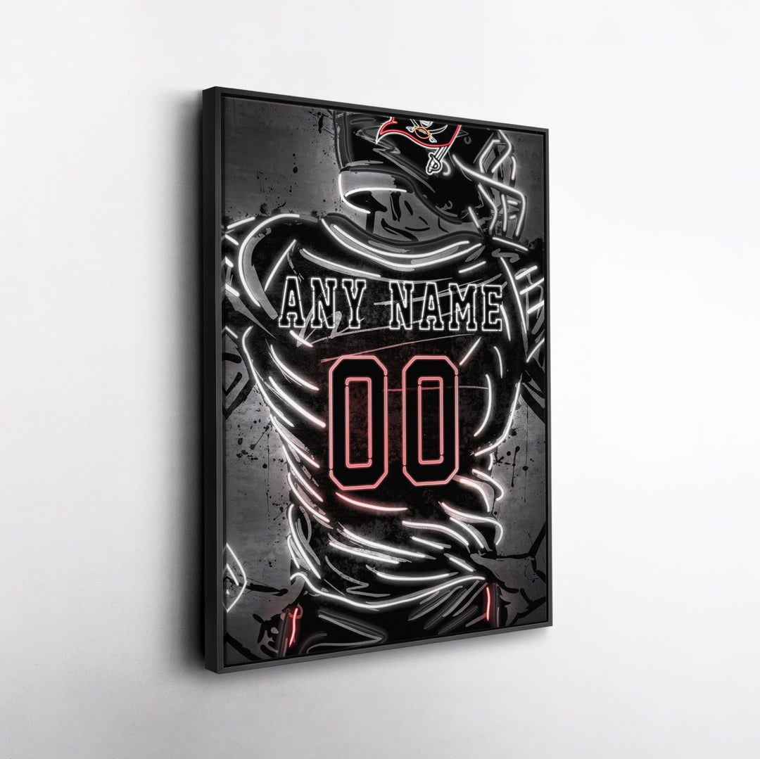 Tampa Bay Buccaneers Custom Jersey Canvas | Neon Wall Art - CanvasNeon