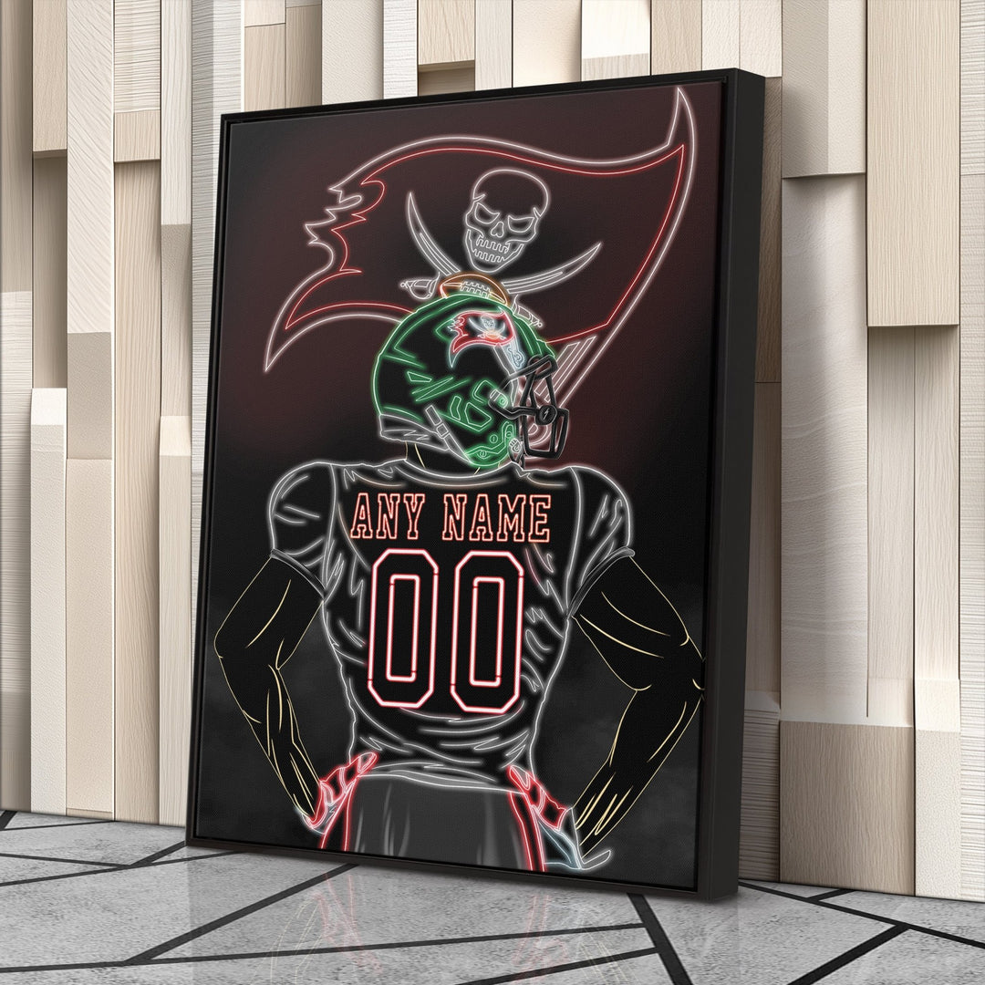 Tampa Bay Buccaneers Personalized Jersey Canvas | Neon Wall Art - CanvasNeon