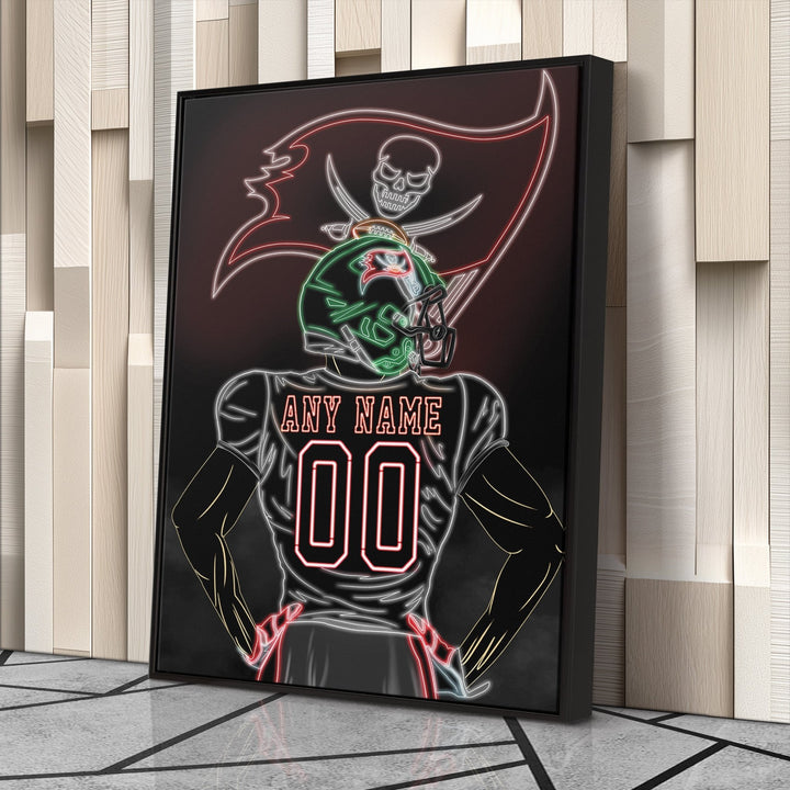 Tampa Bay Buccaneers Personalized Jersey Canvas | Neon Wall Art - CanvasNeon