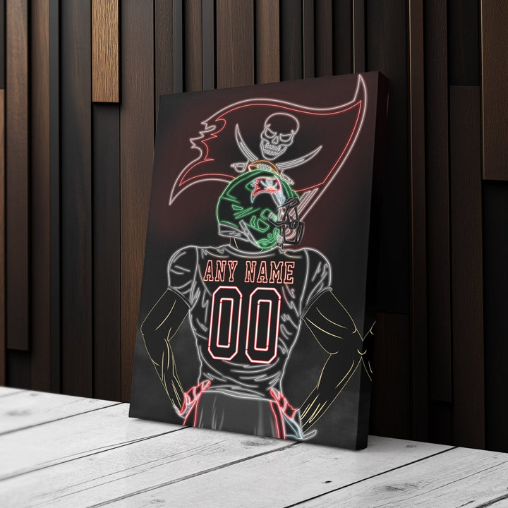 Tampa Bay Buccaneers Personalized Jersey Canvas | Neon Wall Art - CanvasNeon
