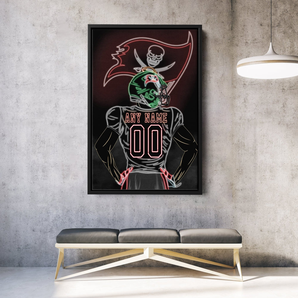 Tampa Bay Buccaneers Personalized Jersey Canvas | Neon Wall Art - CanvasNeon