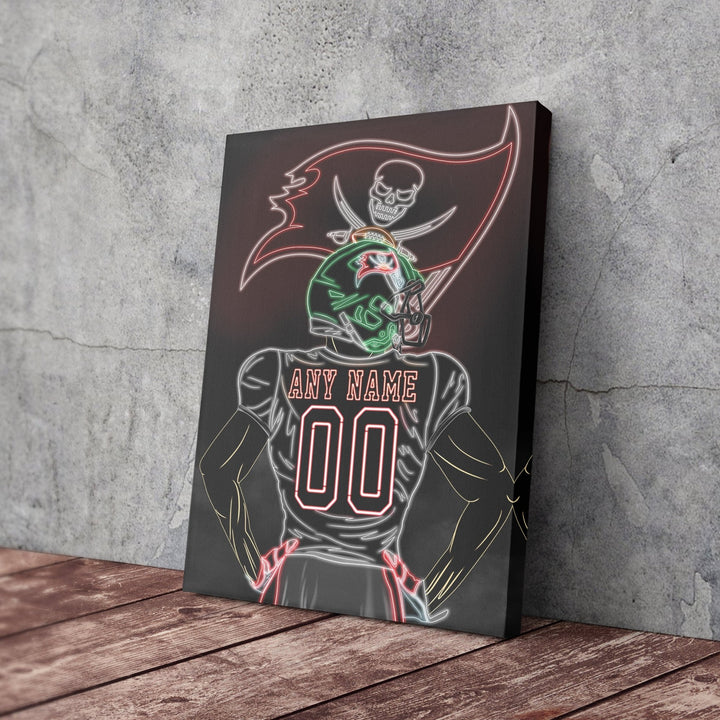 Tampa Bay Buccaneers Personalized Jersey Canvas | Neon Wall Art - CanvasNeon