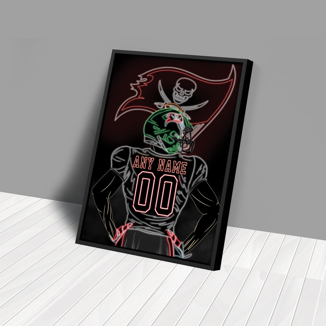 Tampa Bay Buccaneers Personalized Jersey Canvas | Neon Wall Art - CanvasNeon