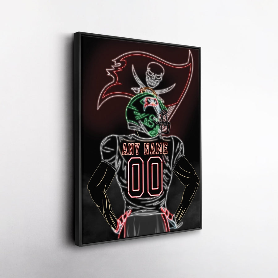 Tampa Bay Buccaneers Personalized Jersey Canvas | Neon Wall Art - CanvasNeon
