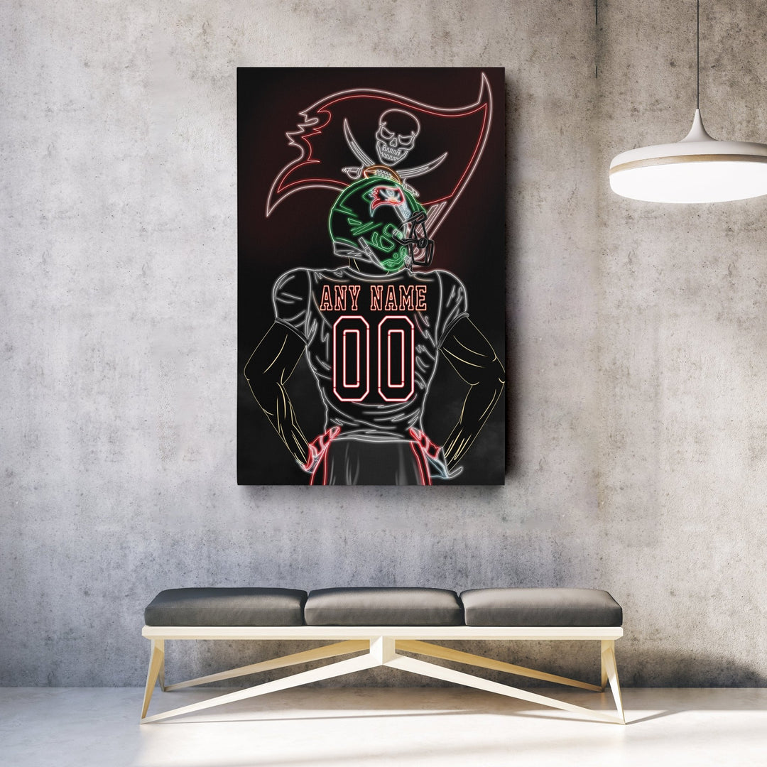 Tampa Bay Buccaneers Personalized Jersey Canvas | Neon Wall Art - CanvasNeon