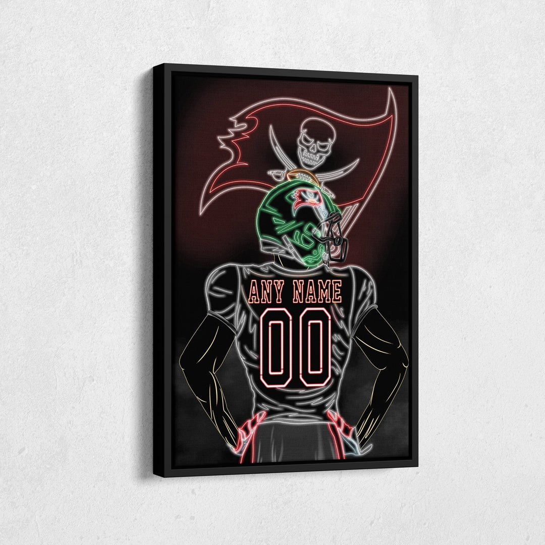 Tampa Bay Buccaneers Personalized Jersey Canvas | Neon Wall Art - CanvasNeon