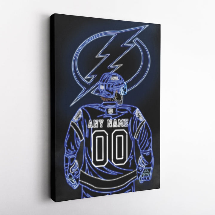 Tampa Bay Lightning Personalized Jersey Canvas | Neon Wall Art - CanvasNeon