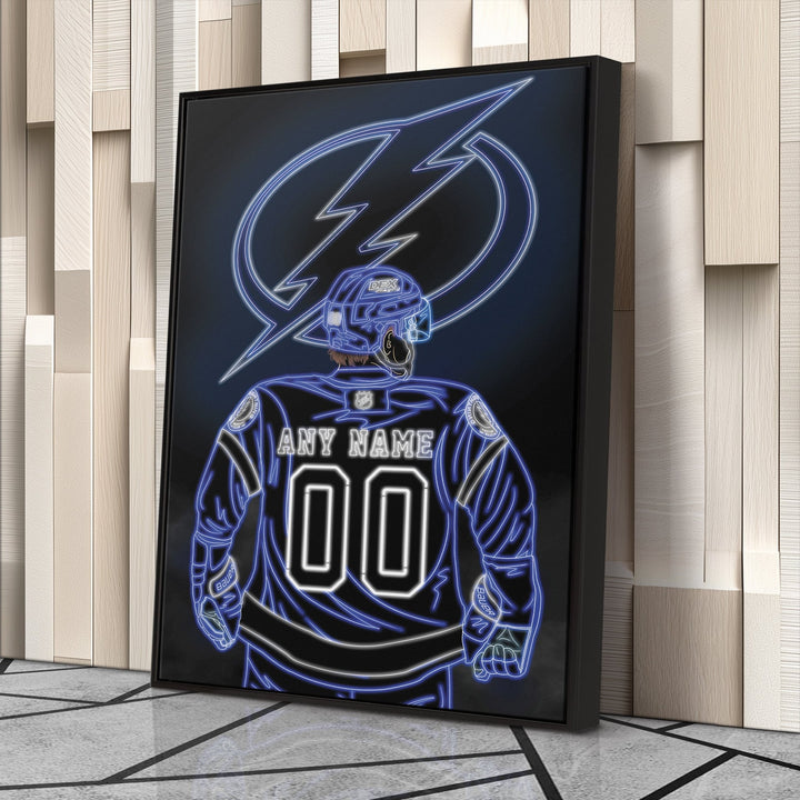 Tampa Bay Lightning Personalized Jersey Canvas | Neon Wall Art - CanvasNeon