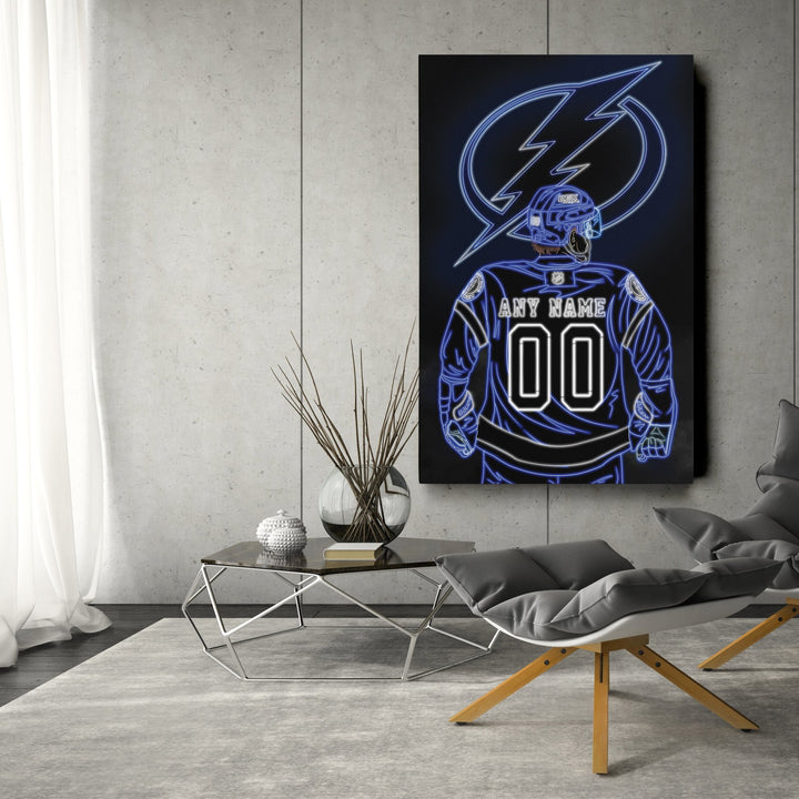 Tampa Bay Lightning Personalized Jersey Canvas | Neon Wall Art - CanvasNeon