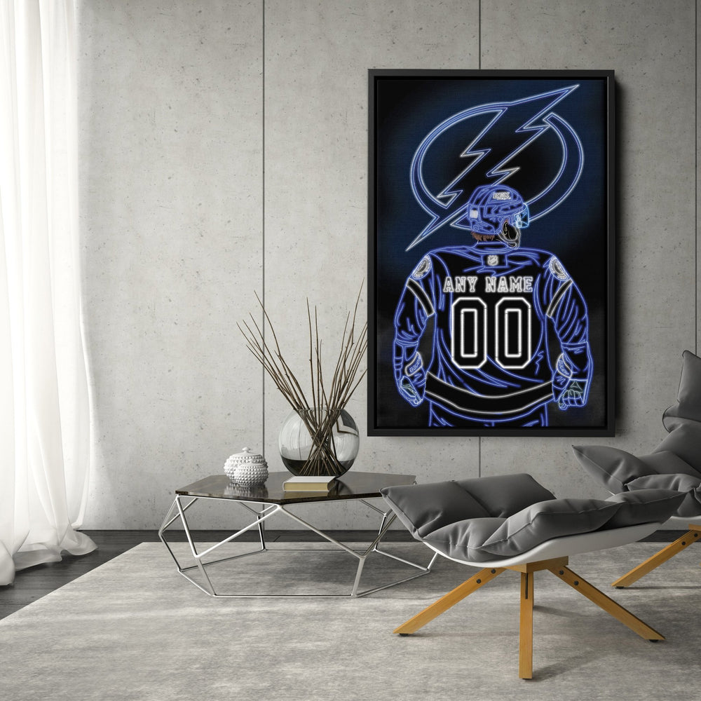 Tampa Bay Lightning Personalized Jersey Canvas | Neon Wall Art - CanvasNeon