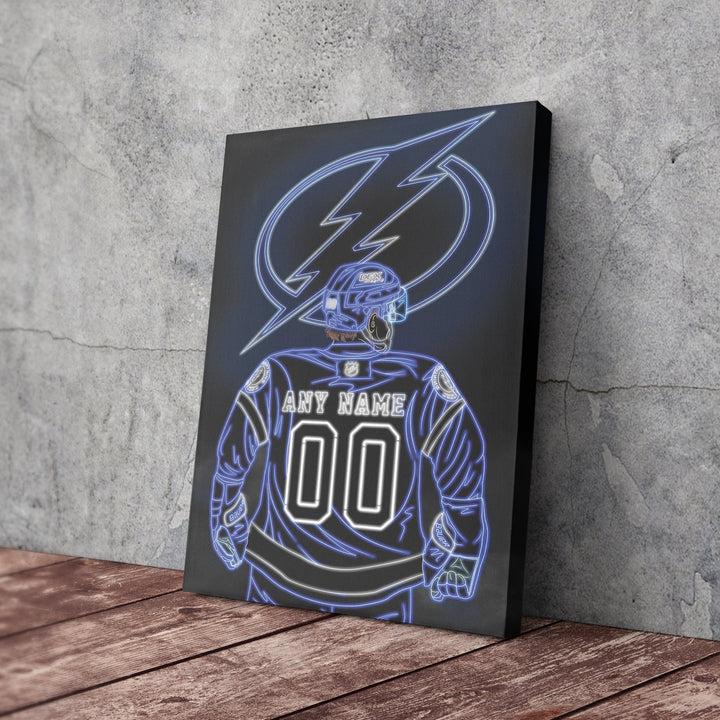 Tampa Bay Lightning Personalized Jersey Canvas | Neon Wall Art - CanvasNeon